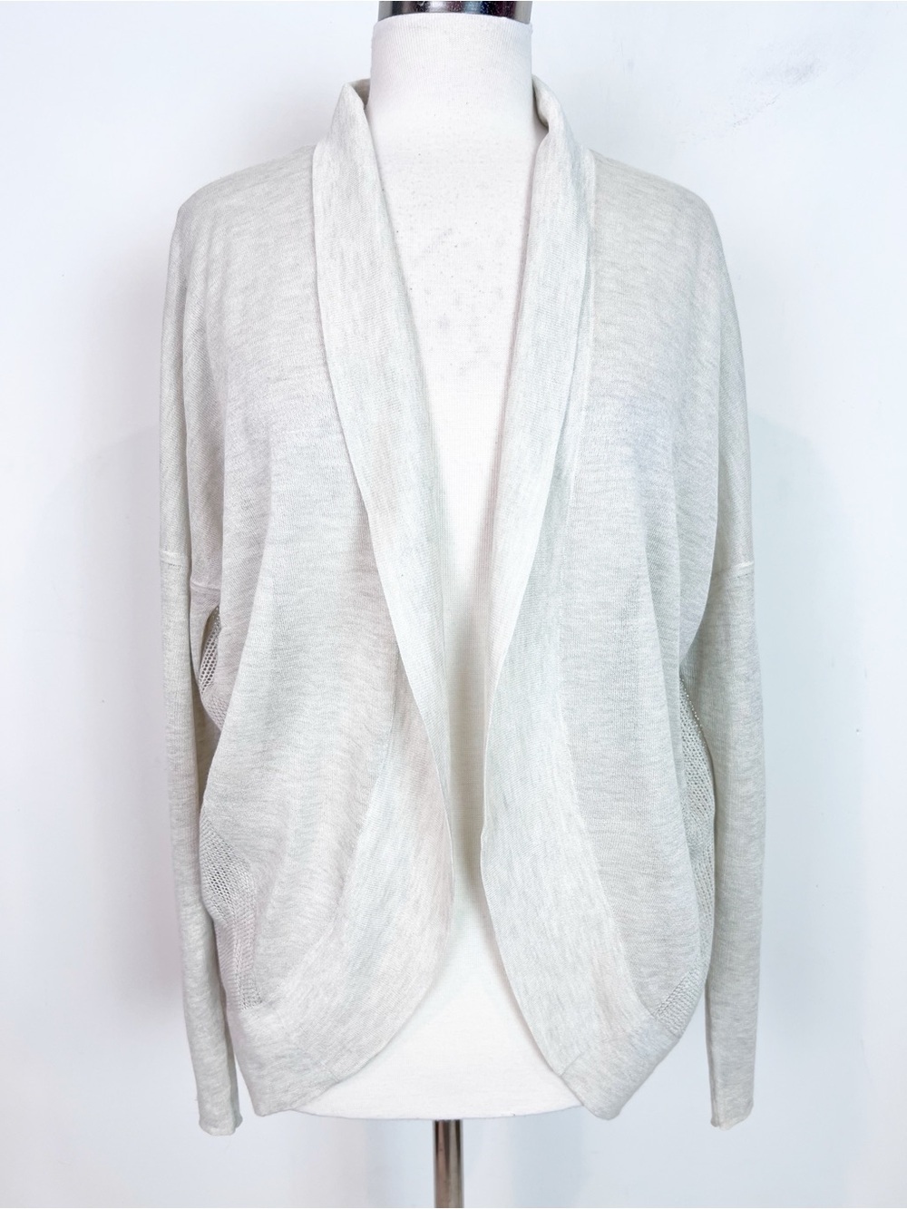 ALL SAINTS OFF-WHITE FLAX OPEN FRONT COCOON CARDIGAN SWEATER WOMENS LARGE